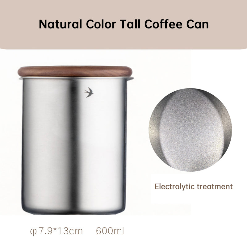 New Stainless Steel Matcha Tea Canister 380ml 560ml with Wood Lid – Sugar Caramel Storage Jar