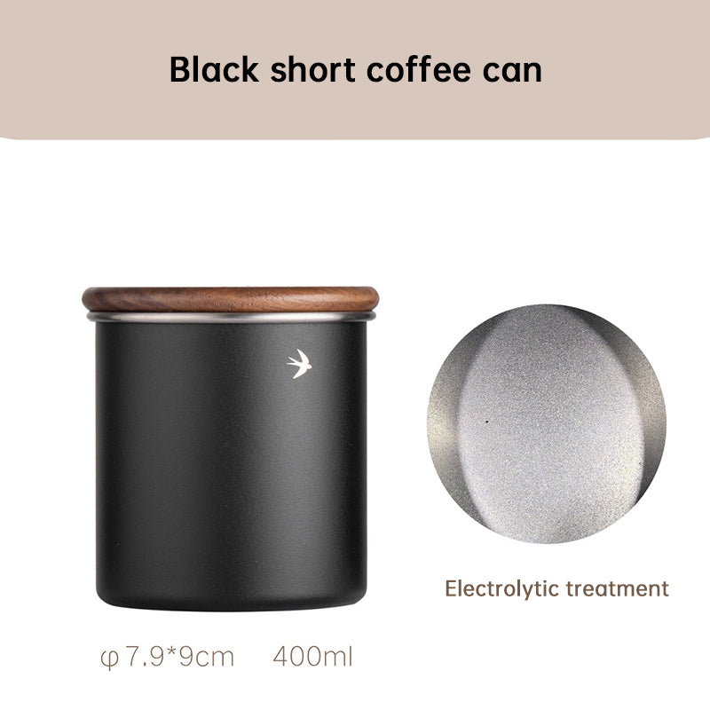 New Stainless Steel Matcha Tea Canister 380ml 560ml with Wood Lid – Sugar Caramel Storage Jar